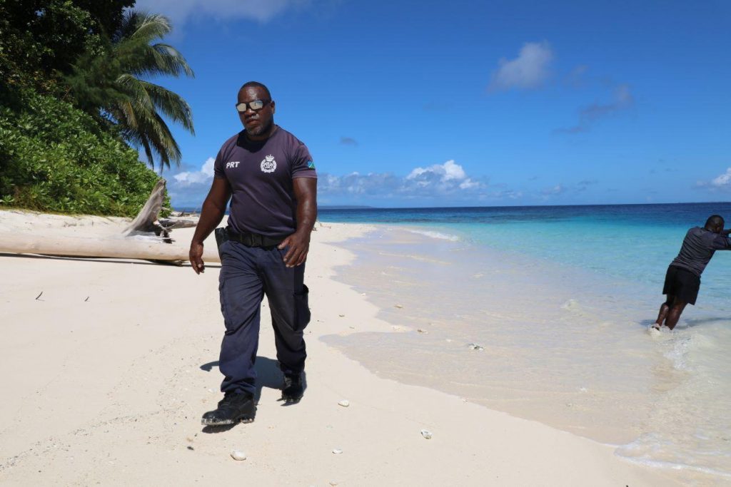 A PRT officer patroling at Nusave island