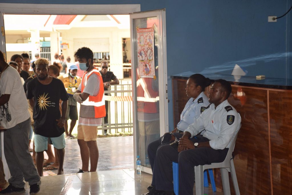 RSIPF officers provide security at the Natitional Art Gallery polling station