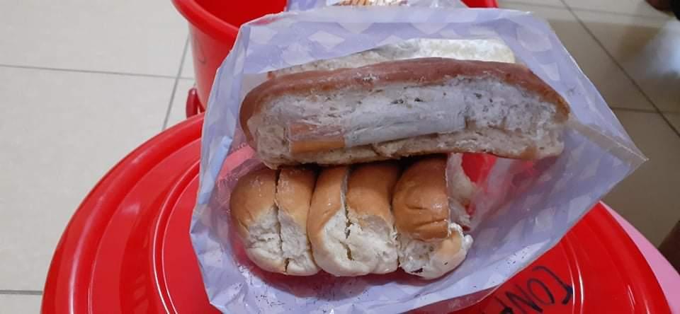 Cigarettes concealed in cream buns sent to persons in quarantine. Photo Credited to NDC 2020.