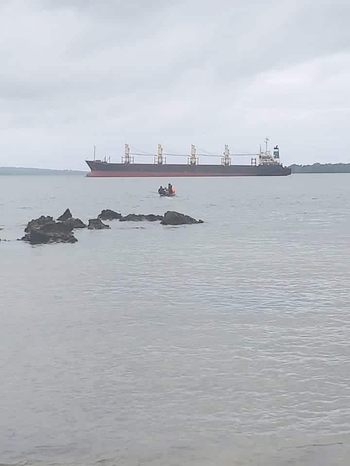 MV Quebec anchored in Graciosa Bay Temotu Province. Phot NDC