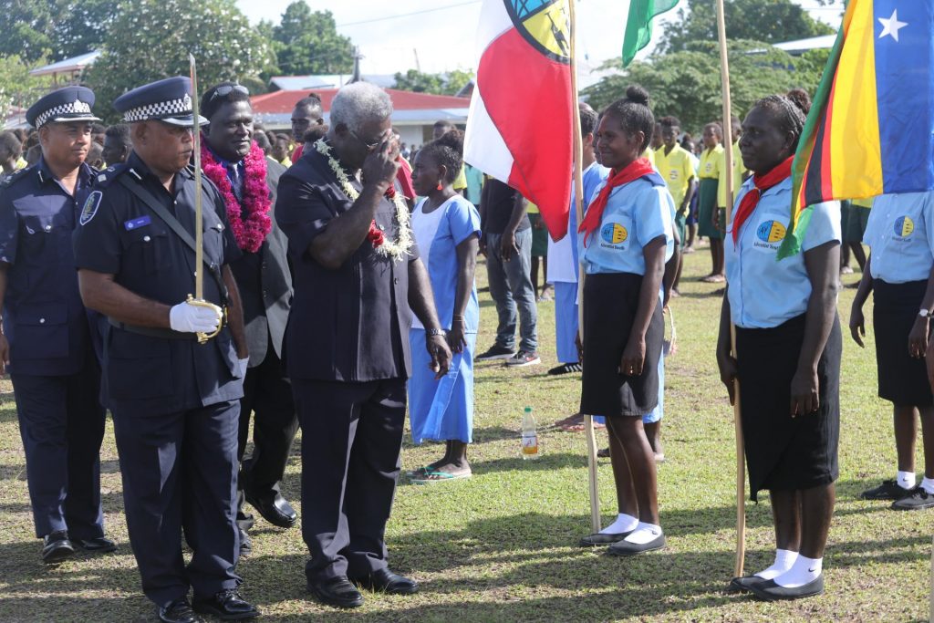 PM salutes the girl guides group during the event