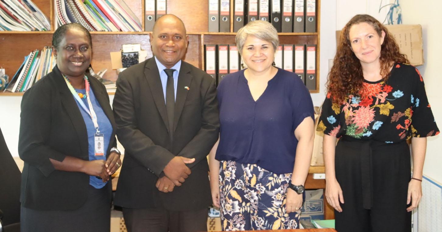 (L-R) Health PS, Pauline McNeil, Minister Hon. Dr Culwick Togamana, NZ High Commissioner Ms. Georgina Roberts & NZ Counselor Ms. Kate Bradlow.