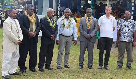 Lands Minister Hon. Avui Premier Makaa and officials of the Lands title handover signing.