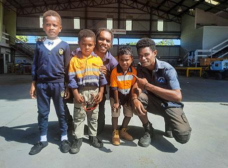 Engineers of today meeting engineers of the future with children treated to a sneak peek of the Solomon Airlines hangar