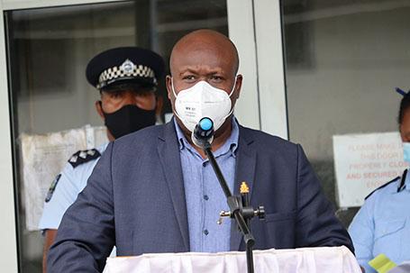 Police Minister Anthony Veke at the handover ceremony