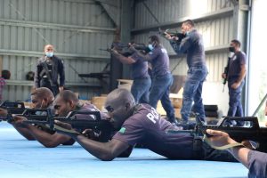 RSIPF officers train on the replica guns in different positions
