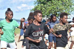 Children in Tulagi train on self Defence martial art training