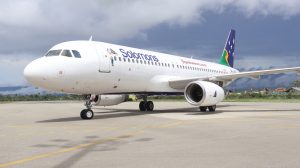 The new aircraft landed at the Honiara International Airport