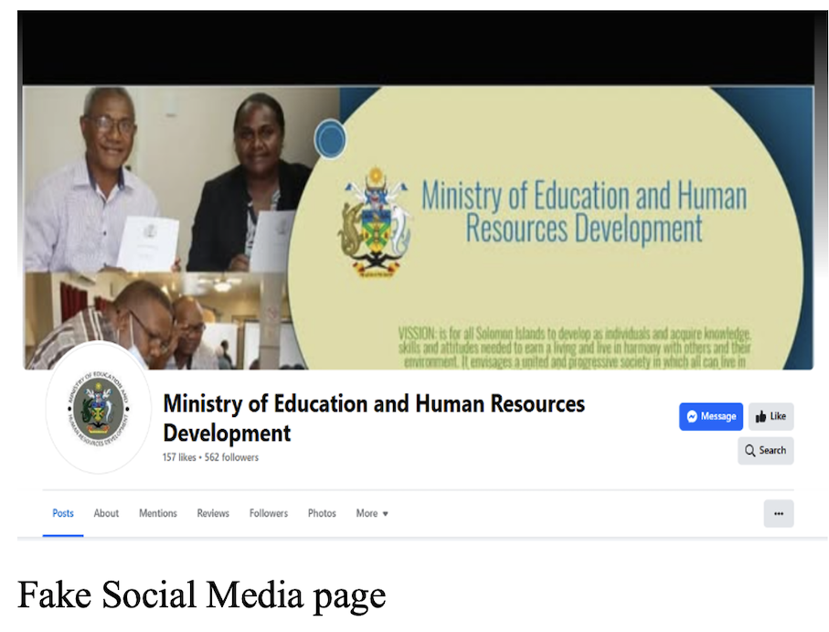 MEHRD Warns Public About Fake Social Media Page — Solomon Business Magazine